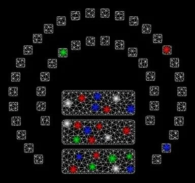 Bright Mesh Network Database Sphere Shield with Flash Spots Ilustración de archivo