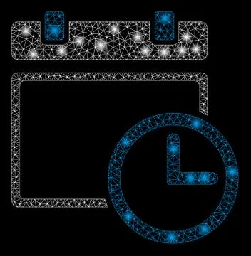 Bright Mesh Network Date and Time with Light Spots イラスト素材