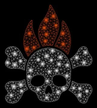 Bright Mesh Network Death Fire with Flare Spots Illustrazione stock