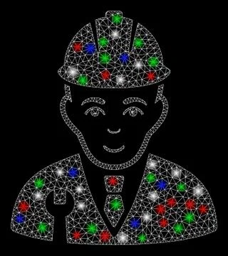 Bright Mesh Network Developer with Flare Spots Stock Illustration