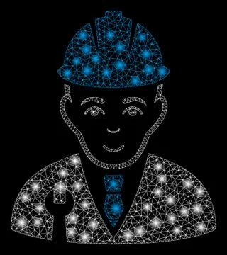 Bright Mesh Network Developer with Light Spots 스톡 일러스트