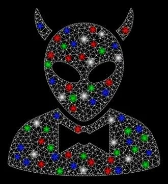 Bright Mesh Network Devil with Light Spots Stockillustratie