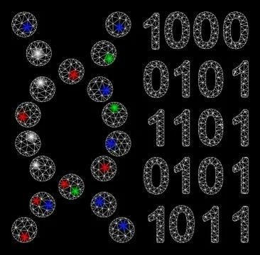 Bright Mesh Network DNA Code with Light Spots Stockillustratie