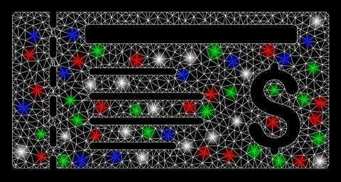 Bright Mesh Network Dollar Cheque with Light Spots 库存插图