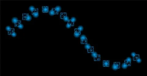Bright Mesh Network Dotted Function Line with Light Spots 스톡 일러스트
