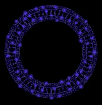 Bright Mesh Network Double Circle Frame with Light Spots Stock Illustration