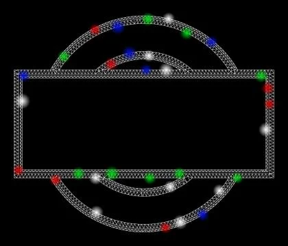 Bright Mesh Network Double Round and Rectangle Frame with Flash Spots Stock Illustration