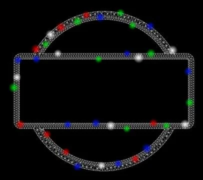 Bright Mesh Network Double Round and Rectangle Frame with Flash Spots 스톡 일러스트