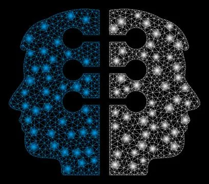 Bright Mesh Network Dual Head Interface with Flare Spots Stock Illustration