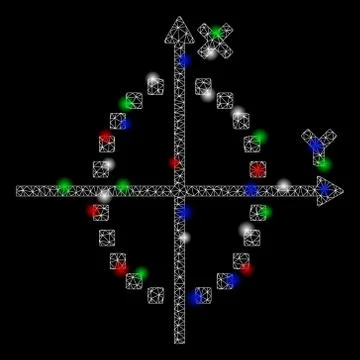 Bright Mesh Network Ellipse Plot with Flare Spots Stock Illustration