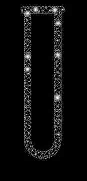 Bright Mesh Network Empty Chemical Test Tube with Flash Spots Illustrazione stock