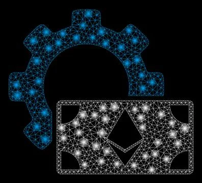 Bright Mesh Network Ethereum Banknote Options Gear with Light Spots 스톡 일러스트