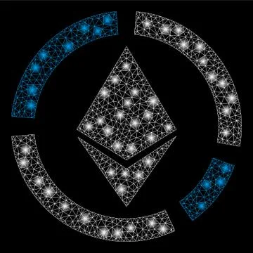 Bright Mesh Network Ethereum Circle Diagram with Flash Spots Stock Illustration