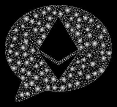 Bright Mesh Network Ethereum Message Balloon with Light Spots Illustrazione stock
