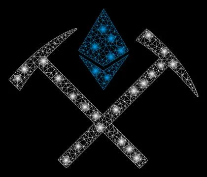 Bright Mesh Network Ethereum Mining Hammers with Flash Spots イラスト素材