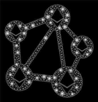 Bright Mesh Network Ethereum Network with Flash Spots 스톡 일러스트