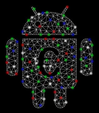 Bright Mesh Network Euro Android with Flash Spots 스톡 일러스트
