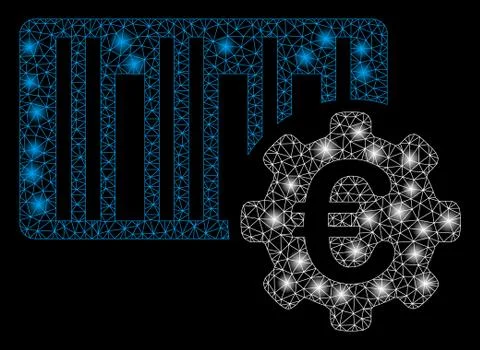 Bright Mesh Network Euro Barcode Setup with Flare Spots Stock Illustration