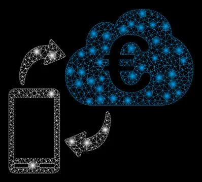 Bright Mesh Network Euro Cloud Banking with Light Spots イラスト素材