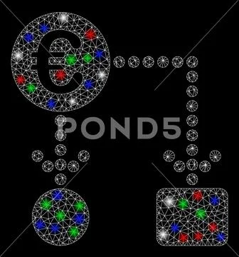Bright Mesh Network Euro Flow Chart with Flare Spots: Graphic #117434381