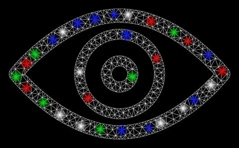 Bright Mesh Network Eye with Flare Spots Illustrazione stock