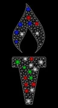 Bright Mesh Network Fire Torch with Light Spots イラスト素材