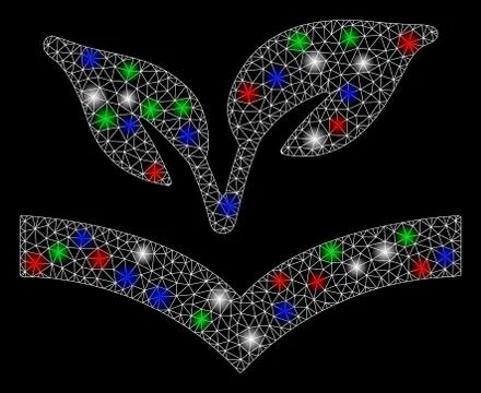 Bright Mesh Network Flora Knowledge with Light Spots Stock Illustration