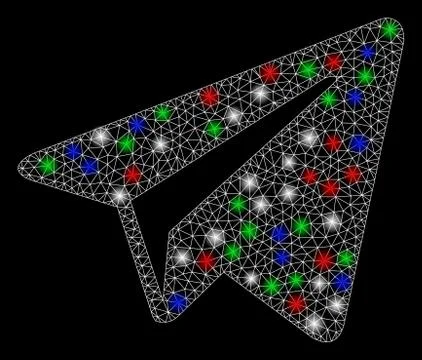 Bright Mesh Network Freelance Paper Plane with Light Spots Stock-Illustration