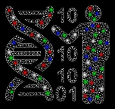 Bright Mesh Network Genetics Lecture with Flare Spots 스톡 일러스트