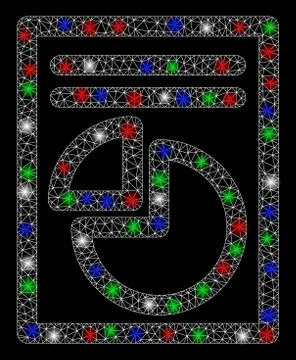 Bright Mesh Network Graph Page with Flash Spots Stock Illustration