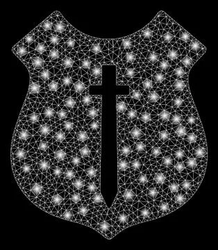 Bright Mesh Network Guard Shield with Flare Spots Stock Illustration