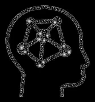 Bright Mesh Network Human Memory Links with Light Spots Stock Illustration