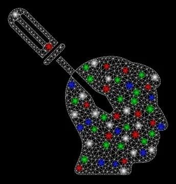 Bright Mesh Network Intellect Screwdriver Tuning with Light Spots Stock Illustration