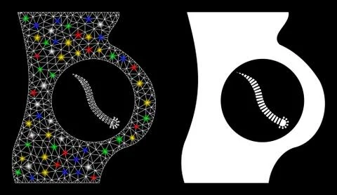 Bright Mesh Network Intestinal Parasite Icon with Light Spots Stock-Illustration