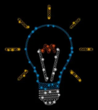 Bright Mesh Network Invent Bulb with Light Spots Stock Illustration