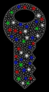 Bright Mesh Network Key with Light Spots Illustrazione stock