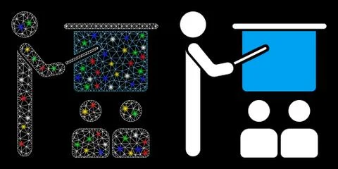 Bright Mesh Network Lecture Icon with Light Spots Illustrazione stock