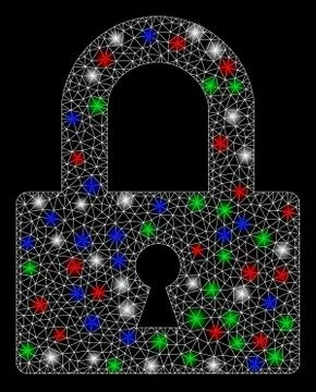 Bright Mesh Network Lock with Flare Spots Stock Illustration