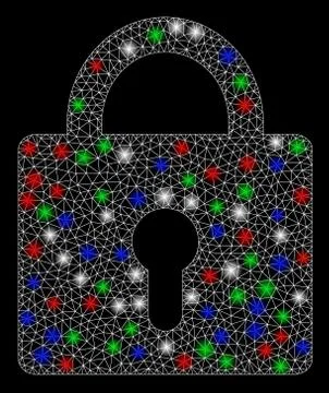 Bright Mesh Network Lock with Light Spots Stock Illustration