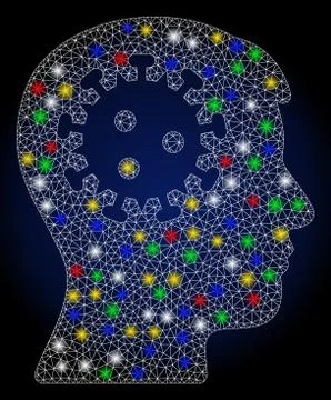 Bright Mesh Network Mental Coronavirus with Color Flash Spots Stock Illustration