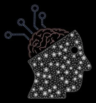 Bright Mesh Network Neural Interface Links with Light Spots 스톡 일러스트