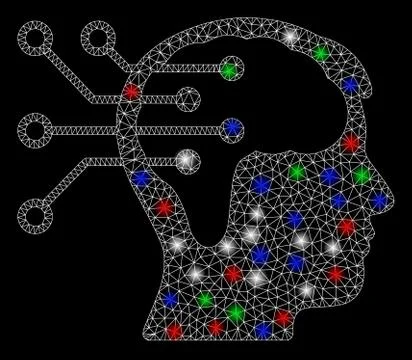 Bright Mesh Network Neural Interface Circuit with Light Spots 스톡 일러스트