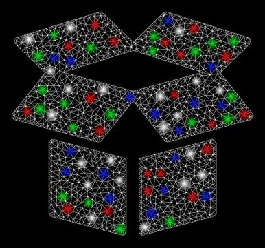 Bright Mesh Network Open Box with Flare Spots イラスト素材
