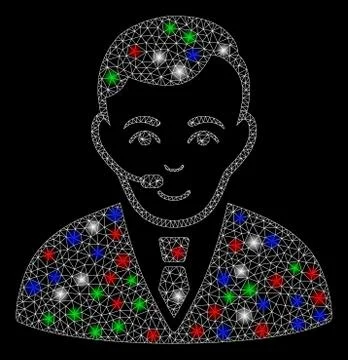 Bright Mesh Network Operator with Light Spots Illustrazione stock
