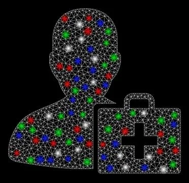 Bright Mesh Network Paramedic with Light Spots Illustrazione stock