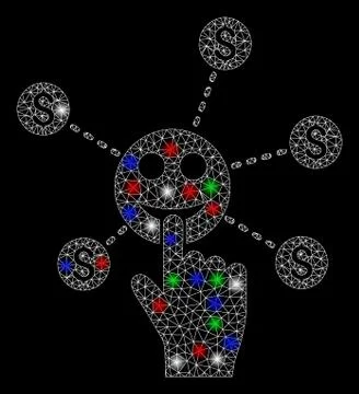Bright Mesh Network Press Smile Banking Network with Flash Spots Stock Illustration