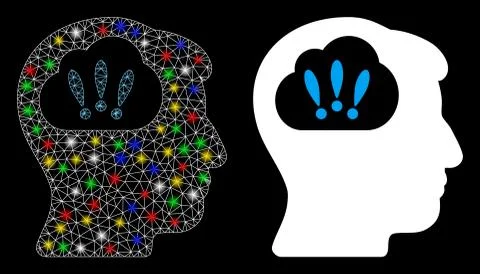 Bright Mesh Network Problem Brainstorm Icon with Light Spots Stock Illustration