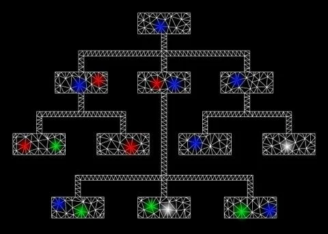 Bright Mesh Network Program Tree with Flash Spots イラスト素材