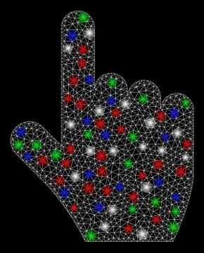 Bright Mesh Network Select Gesture with Flash Spots Stock Illustration