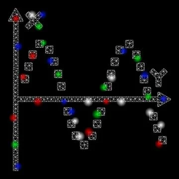 Bright Mesh Network Sine Plot with Flare Spots イラスト素材